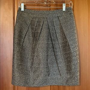 Tabitha Anthropologie Metallic Tweed Pleated Skirt, Size 2